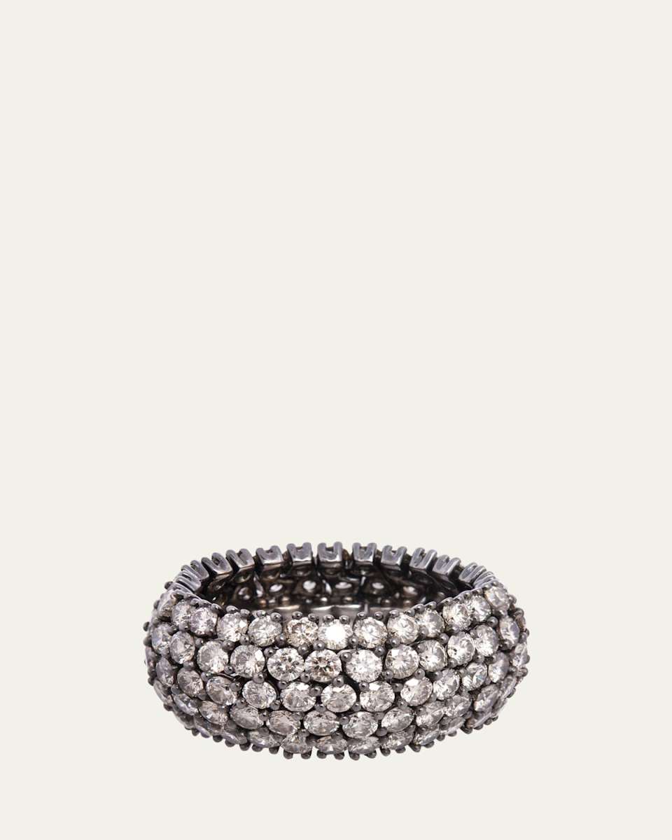18K White Gold Cognac Diamond Wide Flex Ring, Size 6